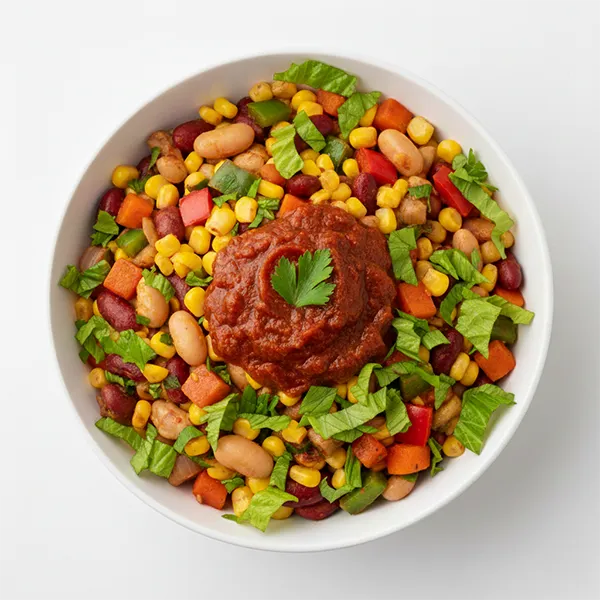 Corn and Bean Chakalaka salad with tomato relish
